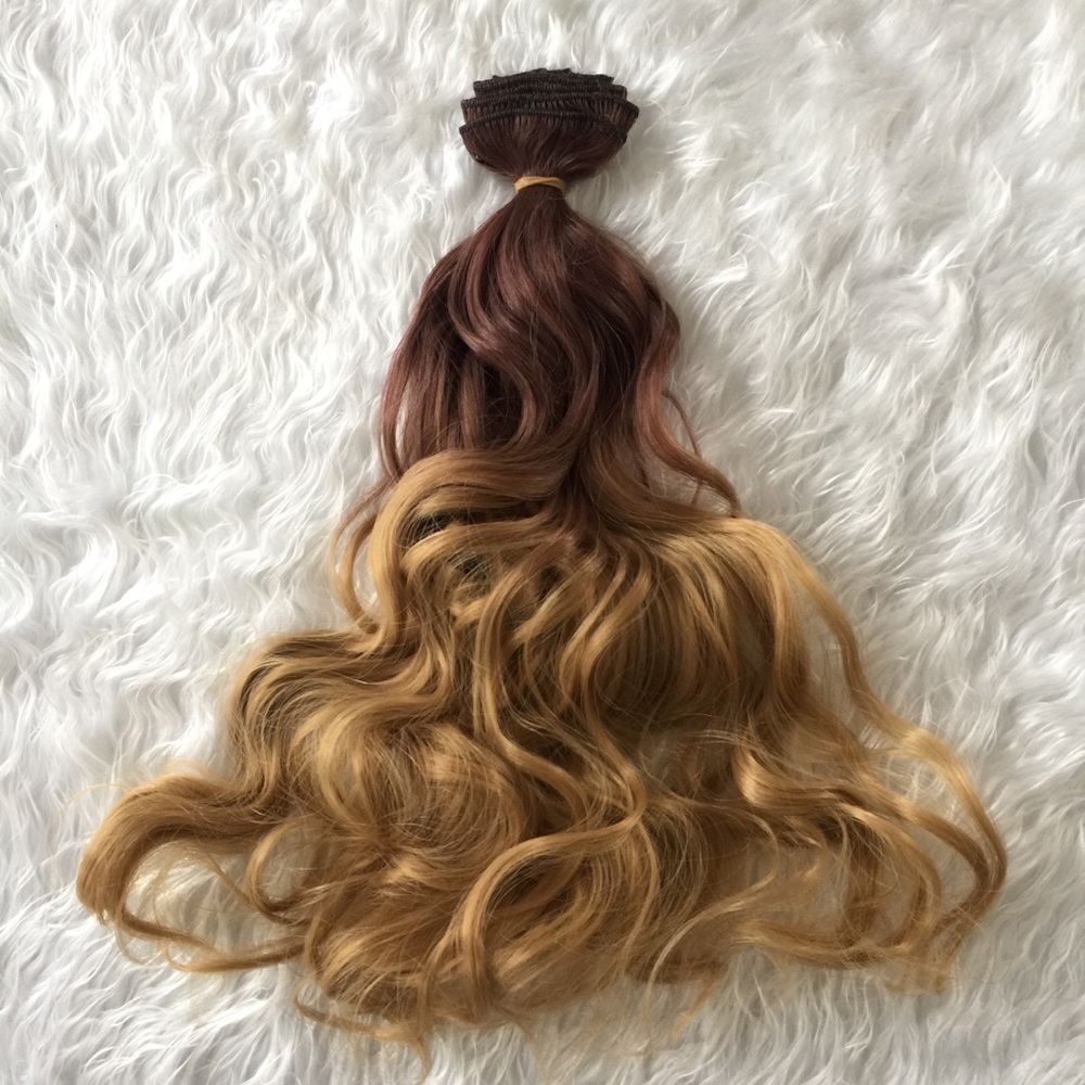 Clip in hair extensions 7pcs ombre synthetic fiber - Picture 4 of 8
